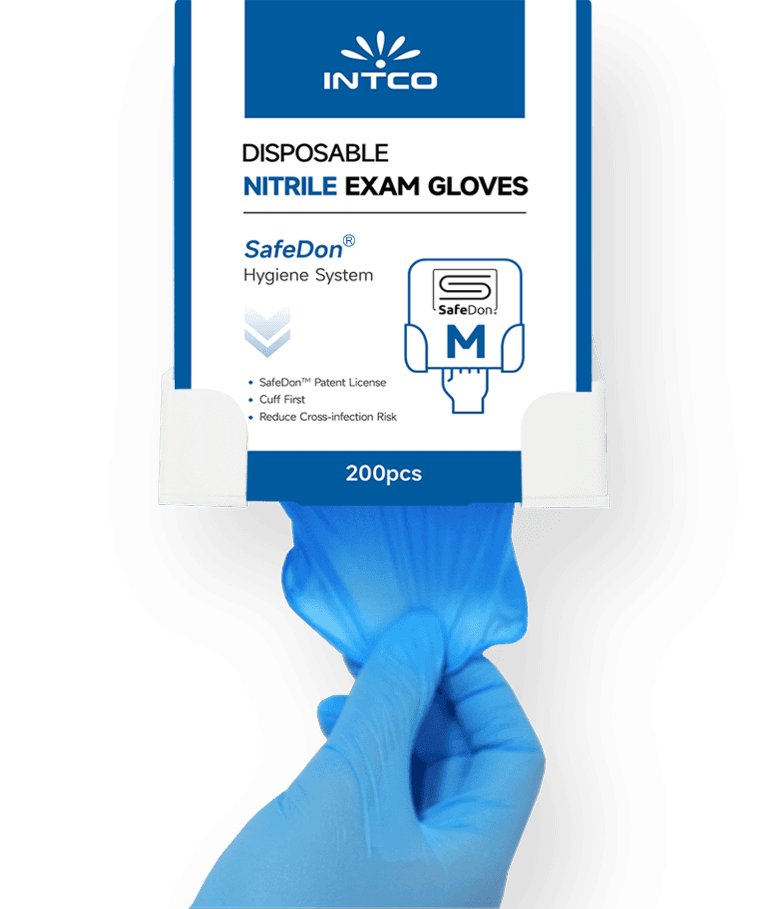Step 2 — dispense the second glove with the gloved hand
