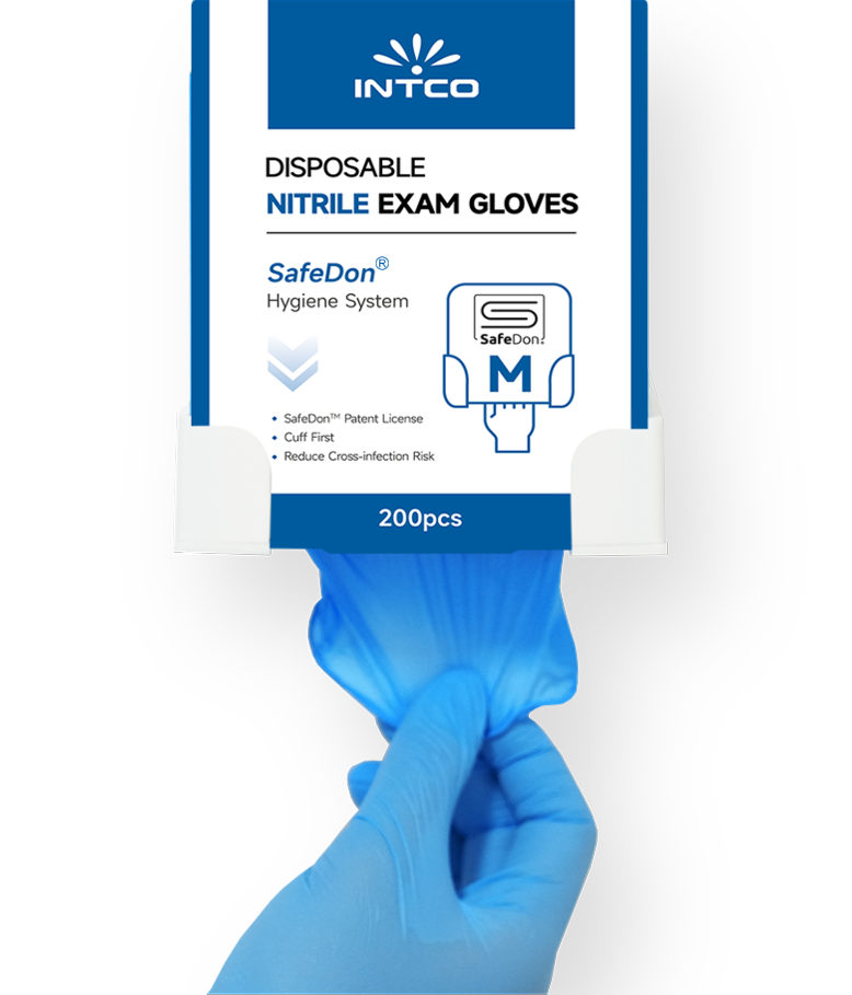 Step 2 — dispense the second glove with the gloved hand