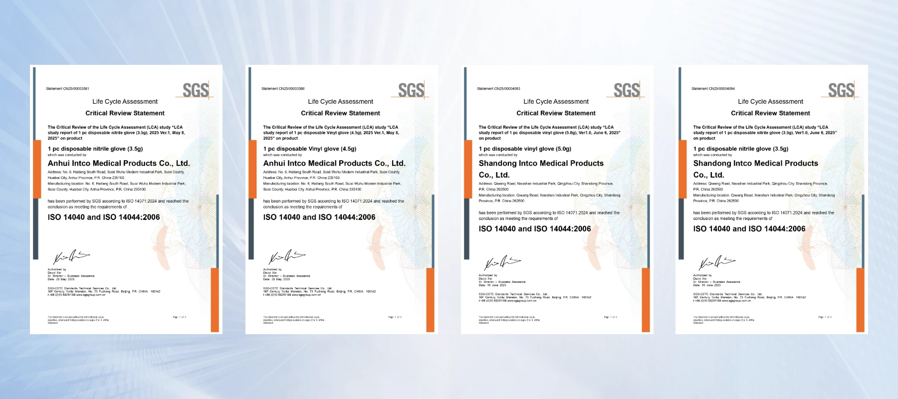 INTCO gets LCA and carbon footprint certs for nitrile & vinyl gloves, leading green transformation. 