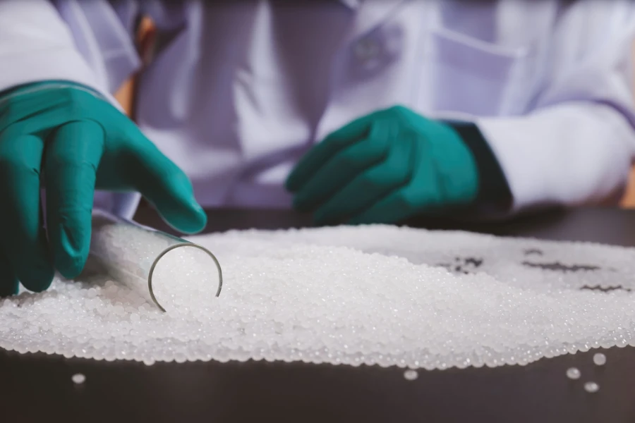 Chemical Resistant Gloves used in a laboratory setting for handling chemicals and substances safely.
