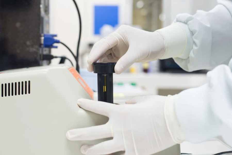 Disposable Gloves in a laboratory setting, used for handling equipment and samples safely.