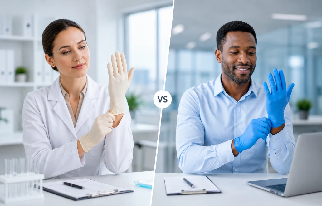 Latex vs. Latex-Free Gloves Comparison: Professionals in Action